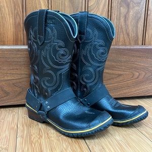 Sorel black cowboy rain boots size 8.5